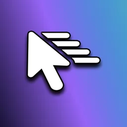Control My Mac app icon: a white pointer with motion lines on a purple and blue gradient, full square