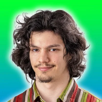 Sebastian Škoić, the maker of Control My Mac: a headshot against a green and blue background