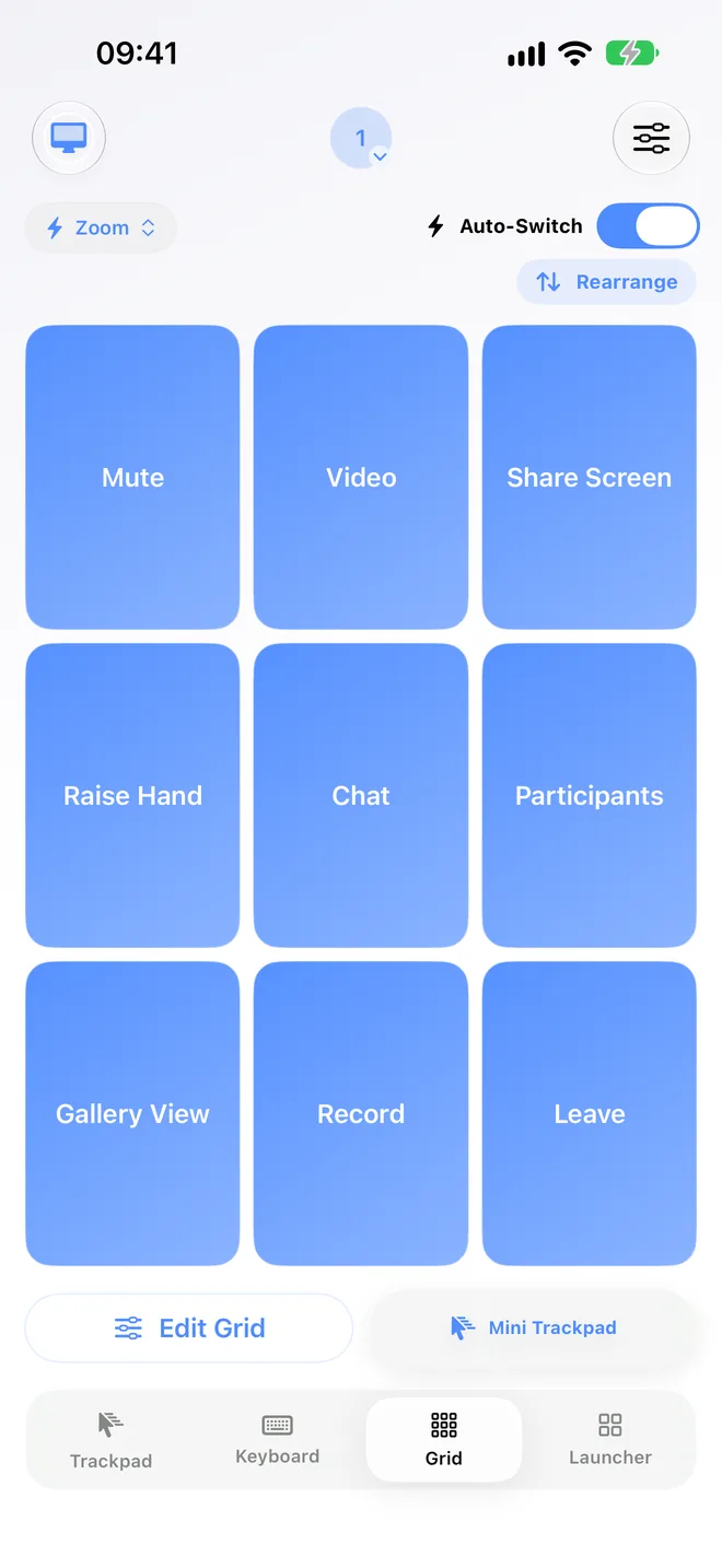A Zoom Grid on iPhone with Mute, Video, Share Screen, Raise Hand, Chat, Participants, Gallery View, Record and Leave buttons