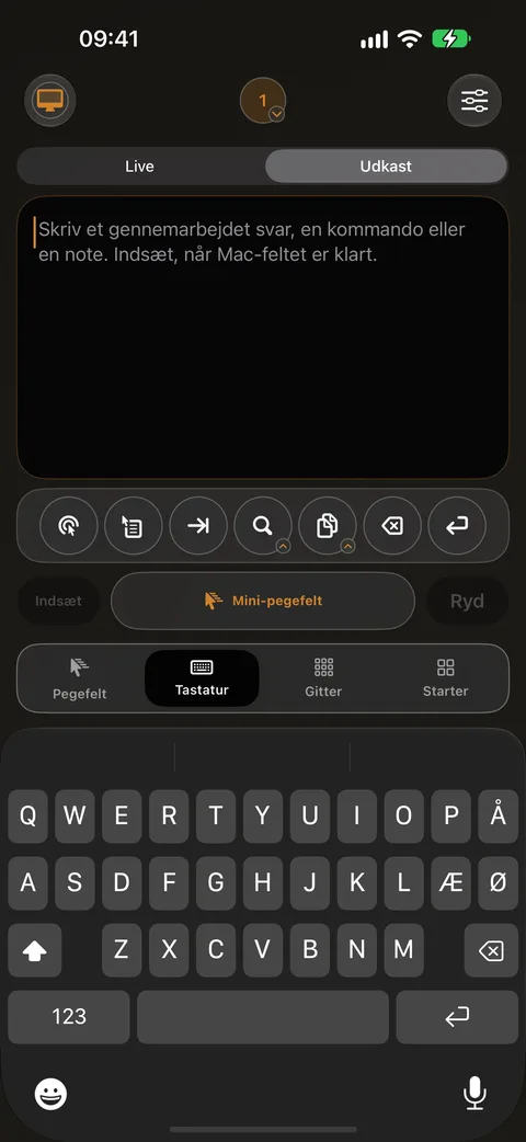 Tastatur på iPhone med et tekstfelt, der skriver direkte på din Mac