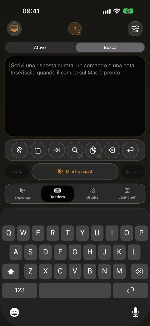 Tastiera su iPhone con un campo di testo che scrive direttamente sul tuo Mac