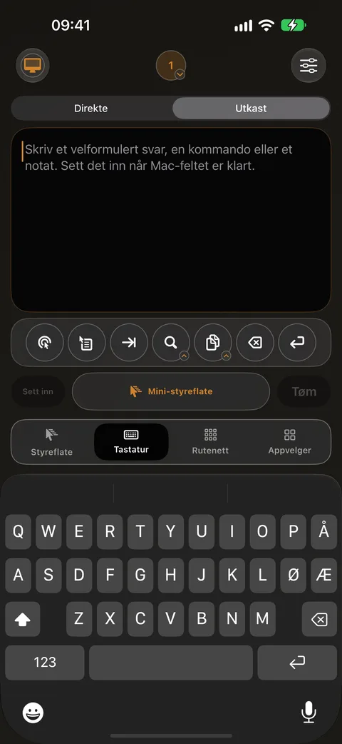 Tastatur på iPhone med et tekstfelt som skriver direkte på Macen din