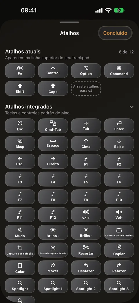 Atalhos de teclado do Mac