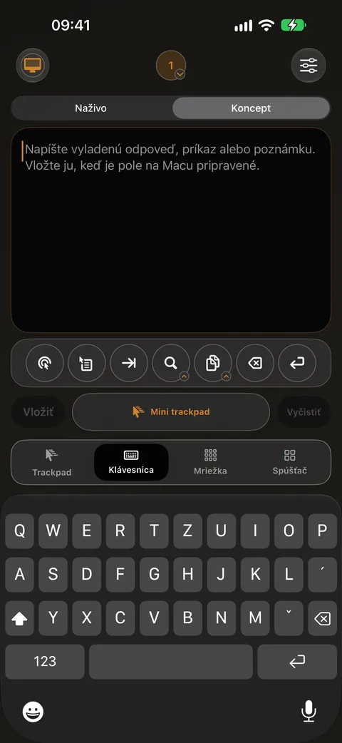 Klávesnica na iPhone s textovým poľom, ktoré píše priamo do vášho Macu