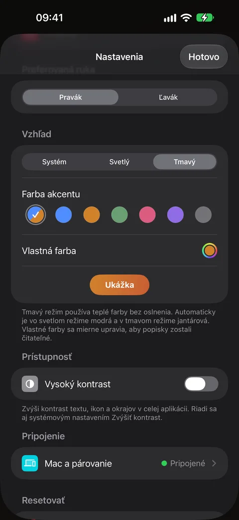 Tmavý režim a Režim pomoci