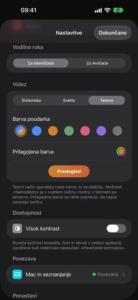 Temni način in način pomoči