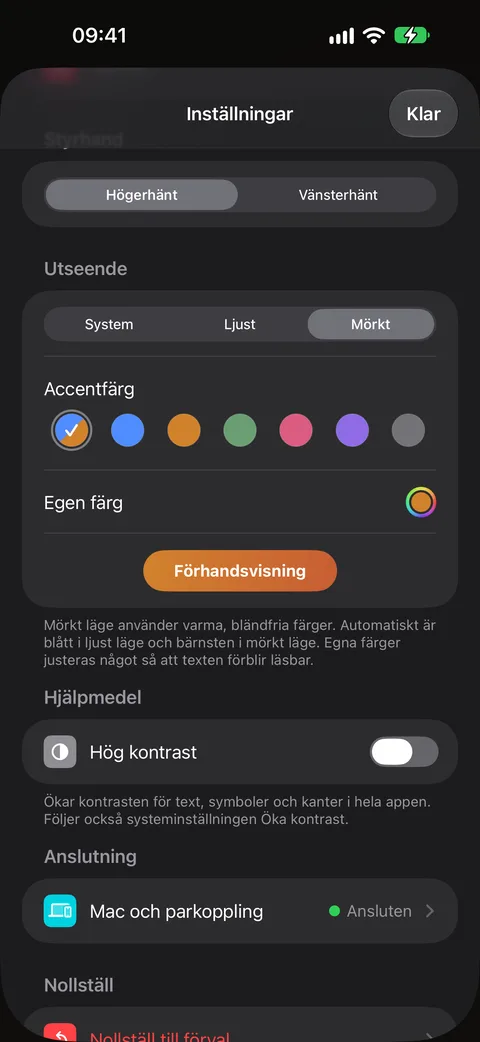 Mörkt läge och Hjälpläge