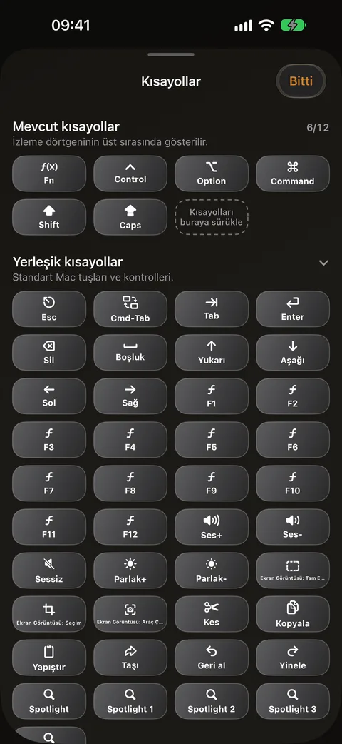 Mac klavye kısayolları